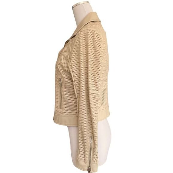Blank NYC Imelda Perforated Moto Jacket Cream Size Small NWT - Picture 10 of 16